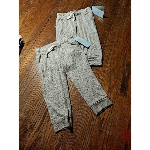 New 2 Pair Size 2T Cat & Jack Charcoal Grey Drawstring Waist Jogger Casual Pants - Picture 1 of 2